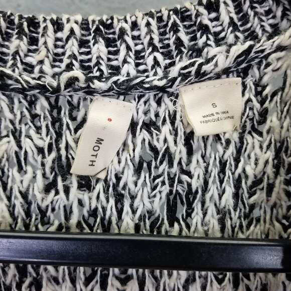 Moth Anthropologie Sweater Tank Womens S Debussy Marled Chunky Knit Black White - Picture 9 of 13